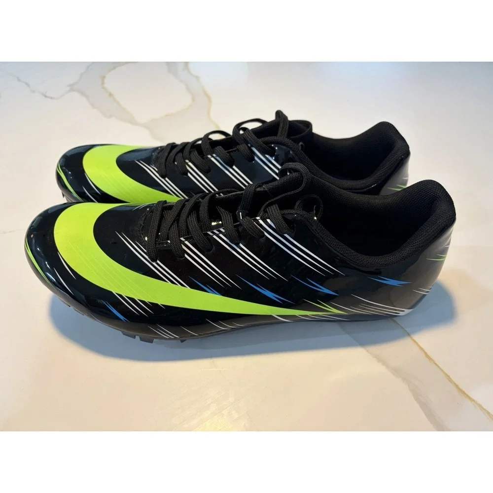 Track & Field Sprint Spikes Black Neon Green Racing Shoes Men US 8.5 EU 42 NWOB